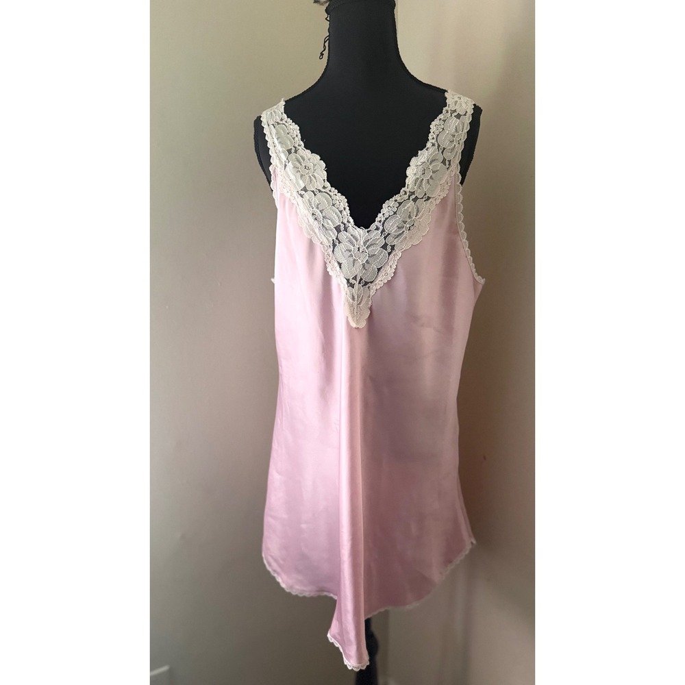 Vintage Pixie Lingerie Babydoll Pink Lace Nightgown Sleeveless Sleepwear Large